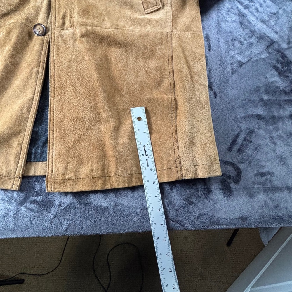 Wilsons Leather Coat Mens Large Tan Suede M. Julian Button Front Car Jacket 5131 - Picture 3 of 7